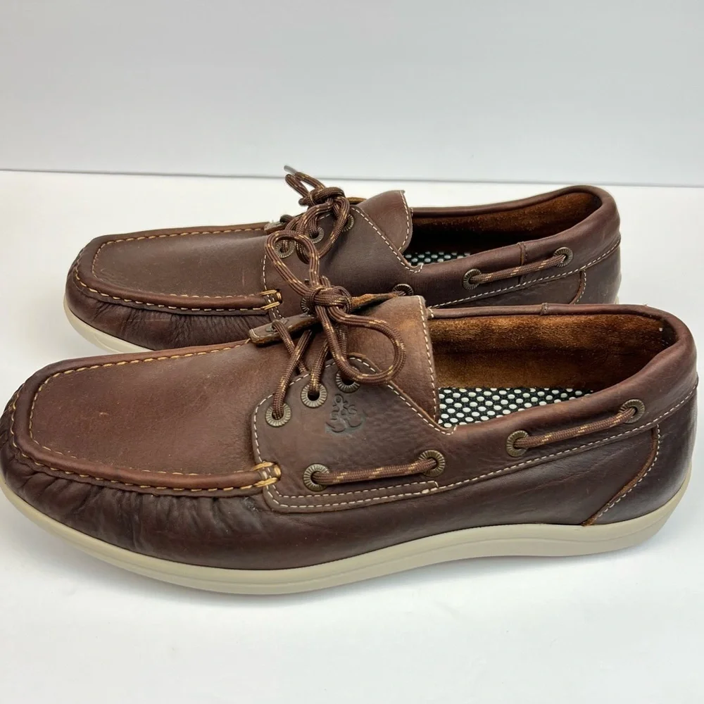 SAS Brown Boat Shoes with Leather Finish